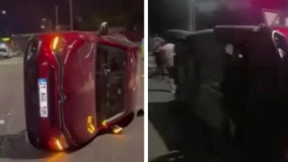 Kontrolden Çıkan Otomobil Takla Attı
